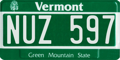 VT license plate NUZ597