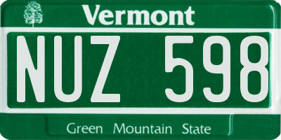 VT license plate NUZ598