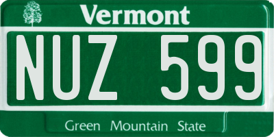 VT license plate NUZ599