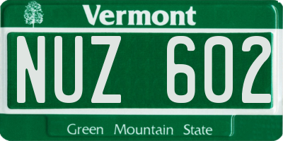 VT license plate NUZ602