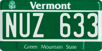 VT license plate NUZ633