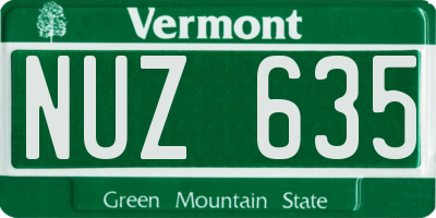 VT license plate NUZ635