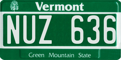 VT license plate NUZ636