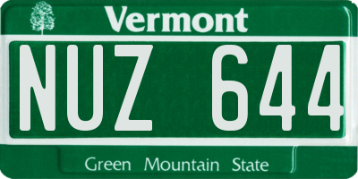 VT license plate NUZ644