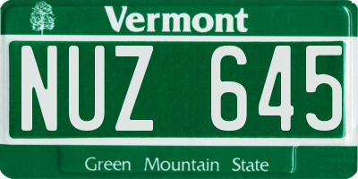 VT license plate NUZ645