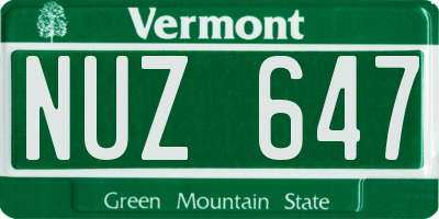 VT license plate NUZ647