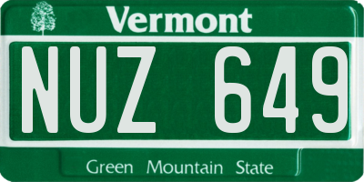 VT license plate NUZ649