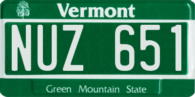 VT license plate NUZ651