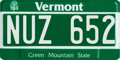 VT license plate NUZ652
