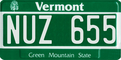 VT license plate NUZ655