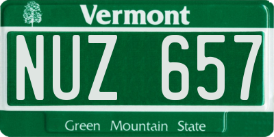 VT license plate NUZ657