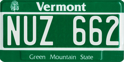 VT license plate NUZ662
