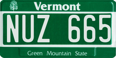 VT license plate NUZ665