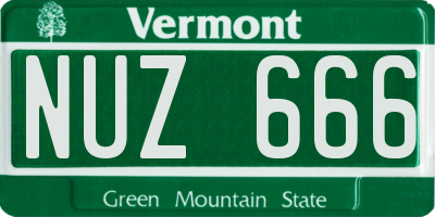 VT license plate NUZ666