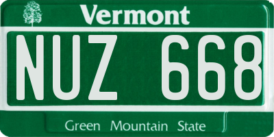VT license plate NUZ668