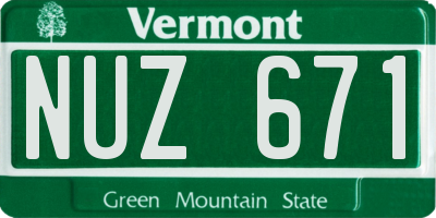 VT license plate NUZ671