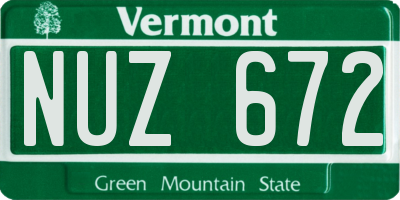 VT license plate NUZ672