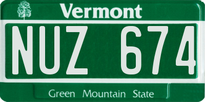 VT license plate NUZ674
