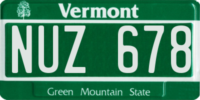 VT license plate NUZ678