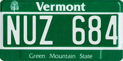 VT license plate NUZ684