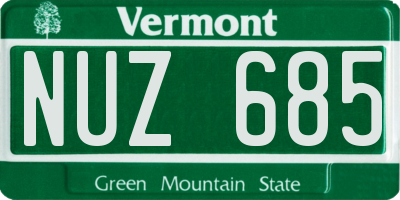 VT license plate NUZ685
