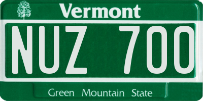 VT license plate NUZ700