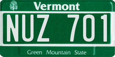 VT license plate NUZ701
