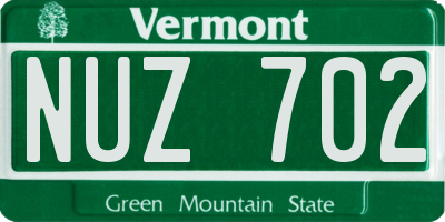 VT license plate NUZ702