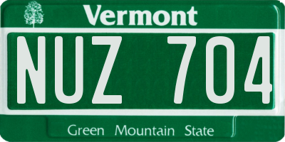 VT license plate NUZ704