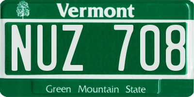 VT license plate NUZ708