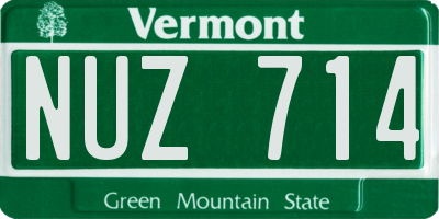 VT license plate NUZ714