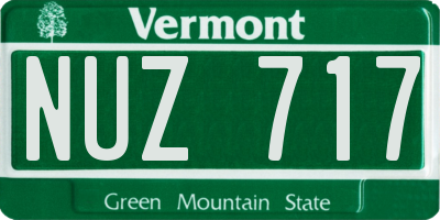 VT license plate NUZ717