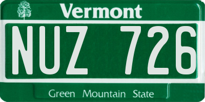 VT license plate NUZ726