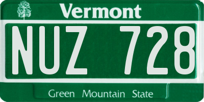 VT license plate NUZ728