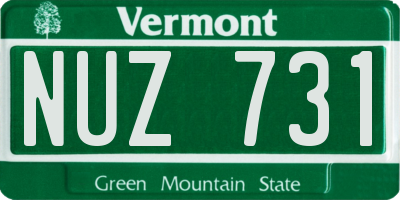 VT license plate NUZ731