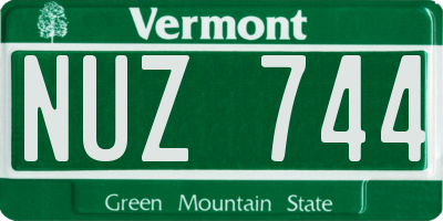VT license plate NUZ744