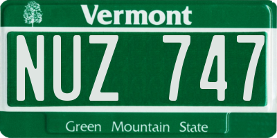 VT license plate NUZ747
