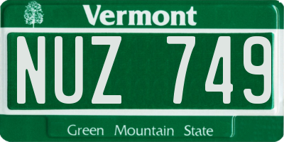 VT license plate NUZ749