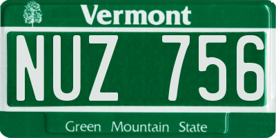VT license plate NUZ756
