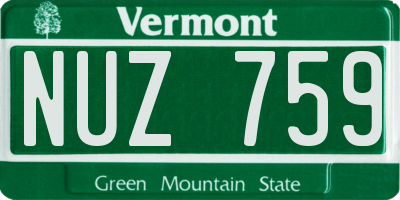 VT license plate NUZ759