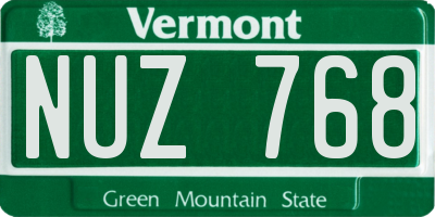 VT license plate NUZ768