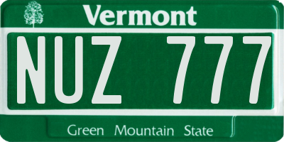 VT license plate NUZ777
