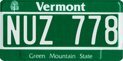 VT license plate NUZ778
