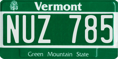 VT license plate NUZ785