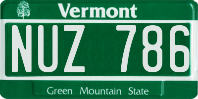 VT license plate NUZ786