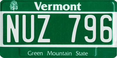 VT license plate NUZ796