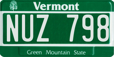 VT license plate NUZ798