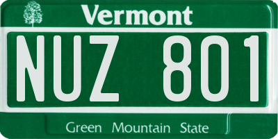 VT license plate NUZ801