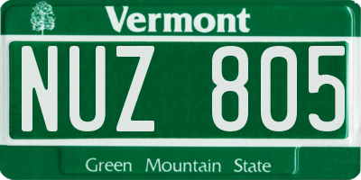 VT license plate NUZ805