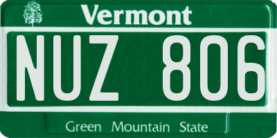 VT license plate NUZ806
